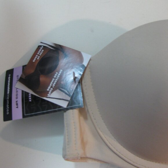 Maidenform Beige Bra NWT $17.98 Tan 36B 34C Wear 5 Ways New Strapless Stay Put - Picture 2 of 5
